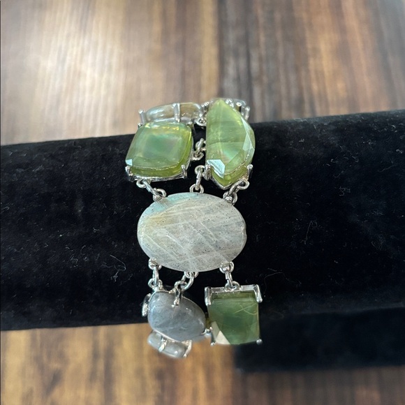 Chico's Jewelry - Chico’s Bracelet Silver with Green and Gray Stone 
NWOT
